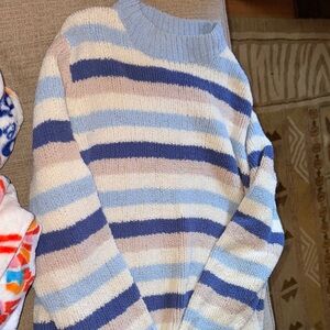 Studio Works Light Blue and White Knit Sweater